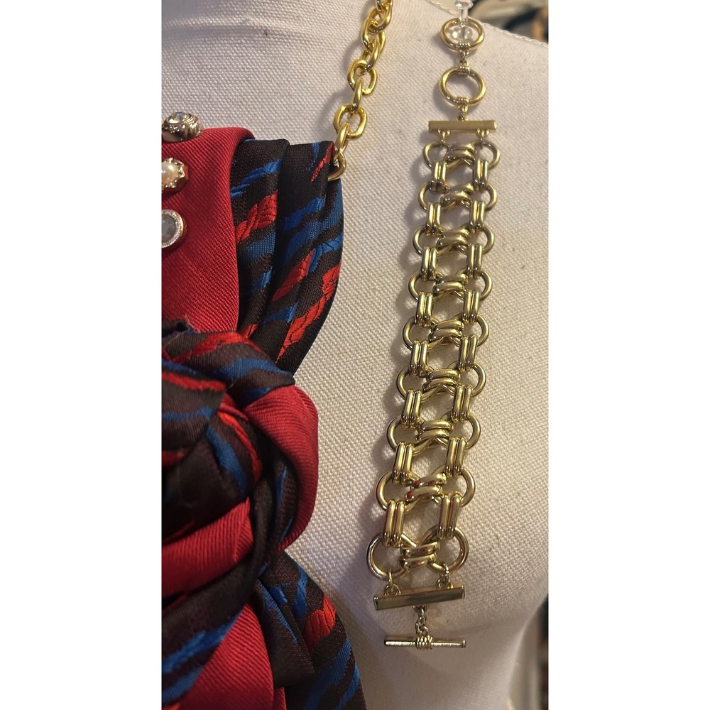 Los 4 Ases Repurposed Tie Necklace Bracelet Set Patriotic American Flag Dragon - Picture 9 of 10